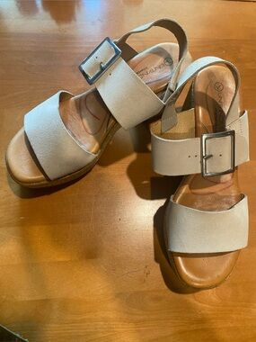 Beige Chunky Platform Sandals
